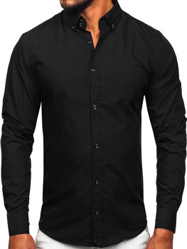 Koszula męska elegancka z długim rękawem czarna Bolf 5821-1