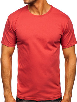 Łososiowy bawełniany T-shirt męski bez nadruku Bolf 192397