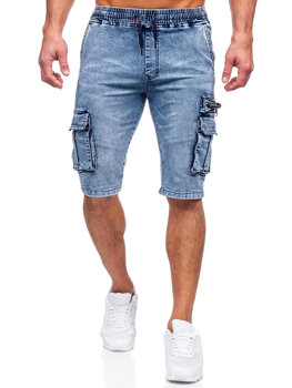 Niebieskie krótkie spodenki jeansowe bojówki męskie Denley HY816
