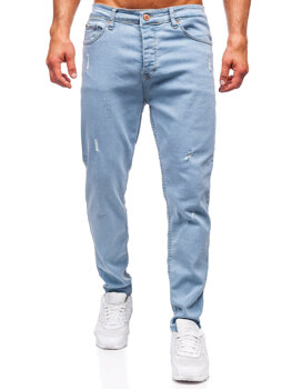 Niebieskie spodnie jeansowe męskie slim fit Denley 6447