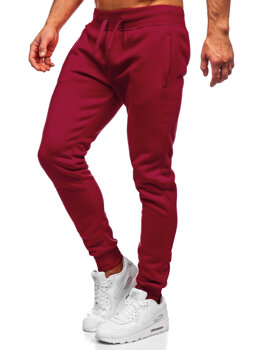Spodnie męskie joggery dresowe bordowe Denley XW01-A