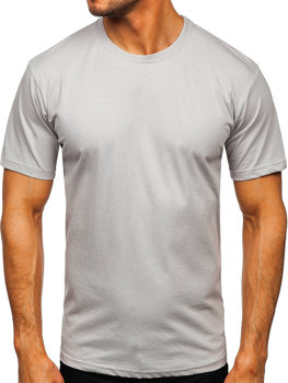 Szary bawełniany T-shirt męski bez nadruku Bolf 192397