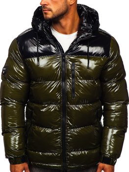 Zielona pikowana kurtka męska zimowa Denley 6462