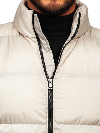 Beżowa pikowana kurtka męska zimowa Denley 0025