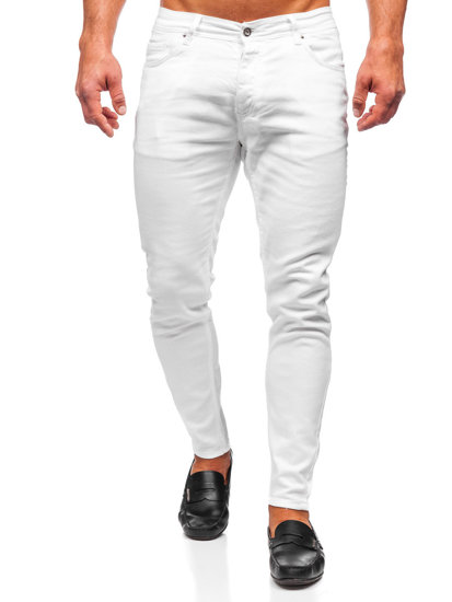 Białe spodnie jeansowe męskie skinny fit Denley R927