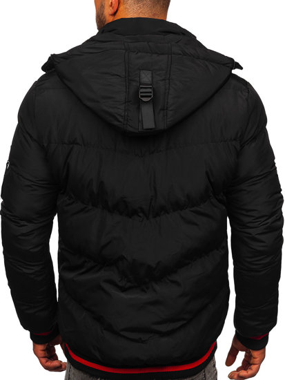 Czarna pikowana kurtka męska zimowa Denley 6902
