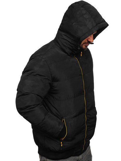 Czarna pikowana kurtka męska zimowa Denley 7270