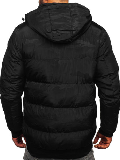 Czarna pikowana kurtka męska zimowa Denley 7270