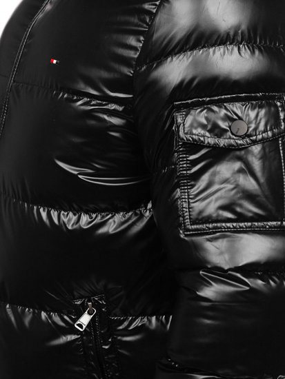Czarna pikowana nadwymiarowa kurtka męska zimowa sportowa Denley EX2138B