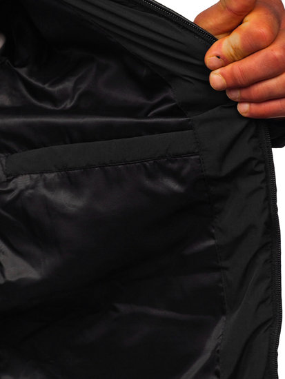 Czarna pikowana przejściowa kurtka męska Denley 22M12