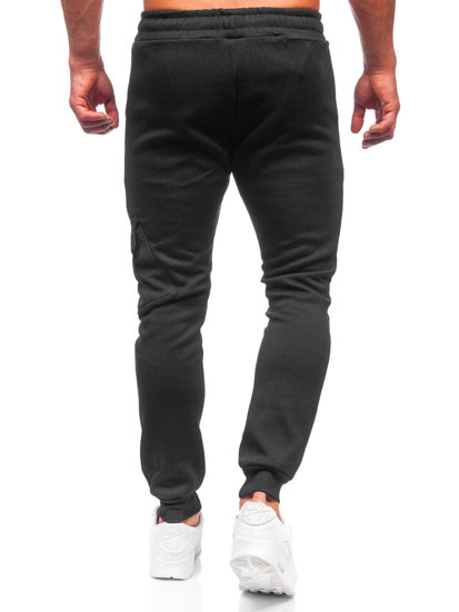 Czarne bojówki spodnie męskie joggery dresowe Denley HW2173