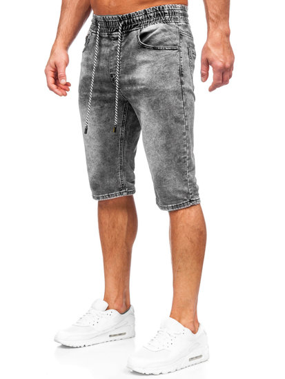 Czarne jeansowe krótkie spodenki męskie Denley KR1551
