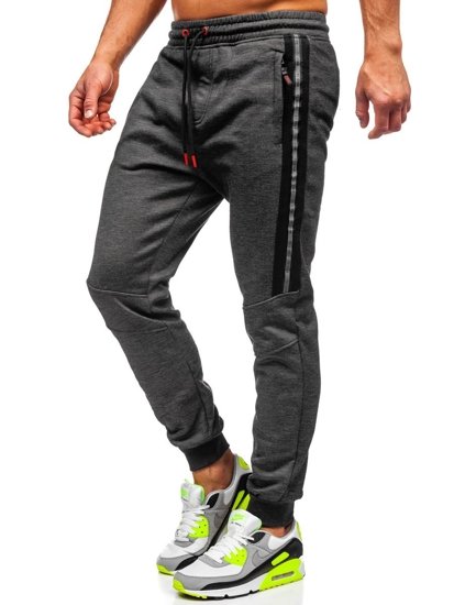 Czarne joggery dresowe spodnie męskie Denley TC952