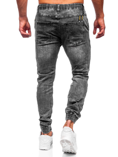 Czarne joggery spodnie jeansowe męskie Denley TF199