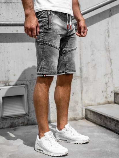 Czarne krótkie spodenki jeansowe męskie Denley HY651