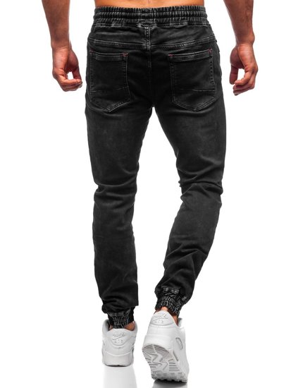 Czarne spodnie jeansowe joggery męskie Denley KA2192