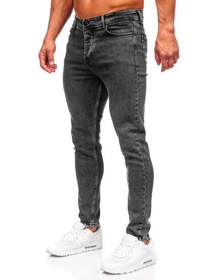 Czarne spodnie jeansowe męskie regular fit Denley 6026
