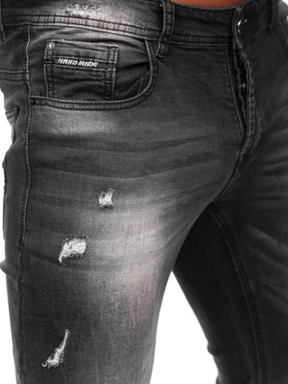 Czarne spodnie jeansowe męskie regular fit Denley MP010N