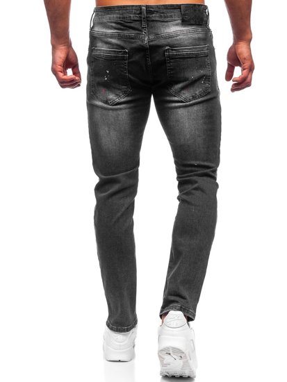 Czarne spodnie jeansowe męskie regular fit Denley R911