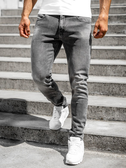 Czarne spodnie jeansowe męskie skinny fit Denley KX597