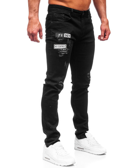 Czarne spodnie jeansowe męskie slim fit Denley E7838