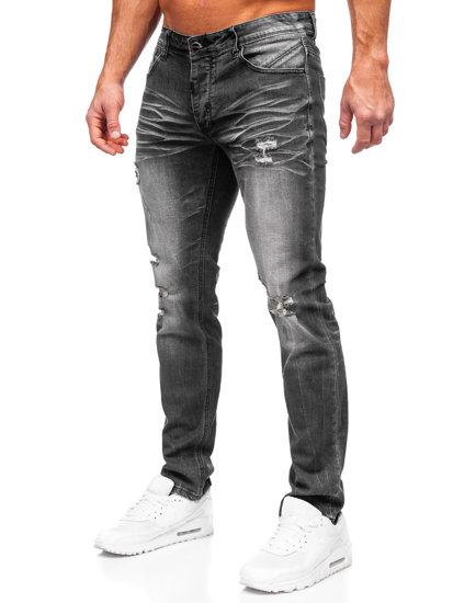 Czarne spodnie jeansowe męskie slim fit Denley MP0032N