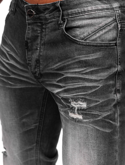 Czarne spodnie jeansowe męskie slim fit Denley MP0032N