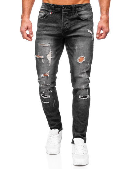 Czarne spodnie jeansowe męskie slim fit Denley MP0086N