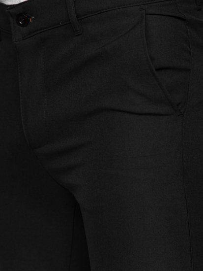 Czarne spodnie materiałowe chinosy męskie Denley 0031