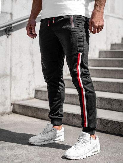 Czarne spodnie męskie joggery dresowe Denley K10329