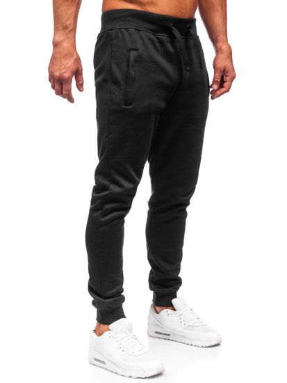 Czarne spodnie męskie joggery dresowe Denley XW06