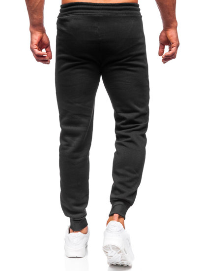 Czarne spodnie męskie joggery dresowe Denley YK182