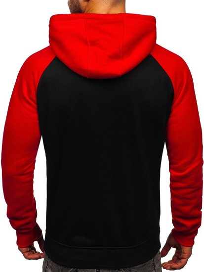 Czarno-czerwona bluza męska z kapturem Denley LM77002