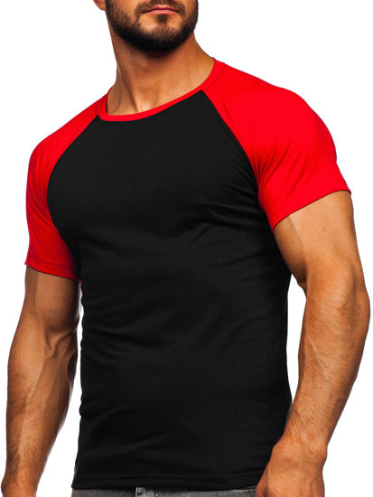 Czarno-czerwony t-shirt męski Denley 8T82