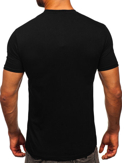 Czarny T-shirt męski z nadrukiem Bolf Y70019