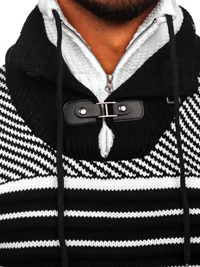 Czarny gruby sweter męski ze stójką Denley 2000