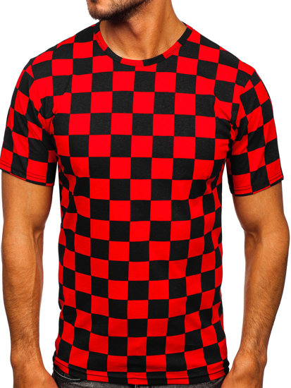Czerwony t-shirt męski z nadrukiem Denley 14941