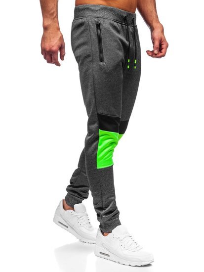 Grafitowe joggery dresowe spodnie męskie Denley K50001