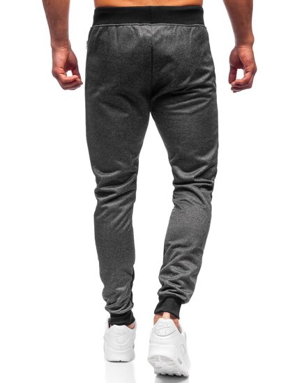 Grafitowe joggery dresowe spodnie męskie Denley K50002
