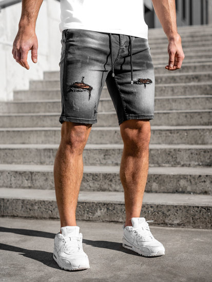 Grafitowe krótkie spodenki jeansowe męskie Denley MP0036G1