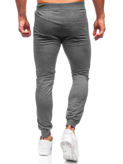 Grafitowe spodnie męskie joggery dresowe Denley HW2351