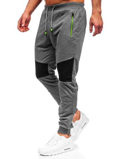Grafitowe spodnie męskie joggery dresowe Denley K10203