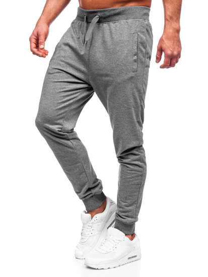 Grafitowe spodnie męskie joggery dresowe Denley XW02