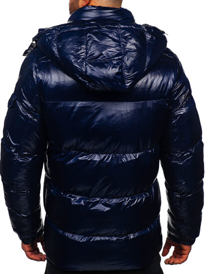 Granatowa pikowana kurtka męska zimowa Denley 9970
