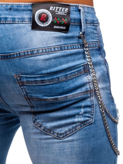 Granatowe jeansowe spodnie męskie slim fit Denley 85003S0