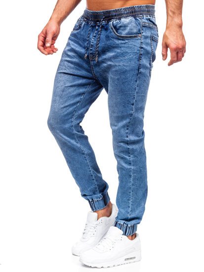 Granatowe spodnie jeansowe joggery męskie Denley K10003