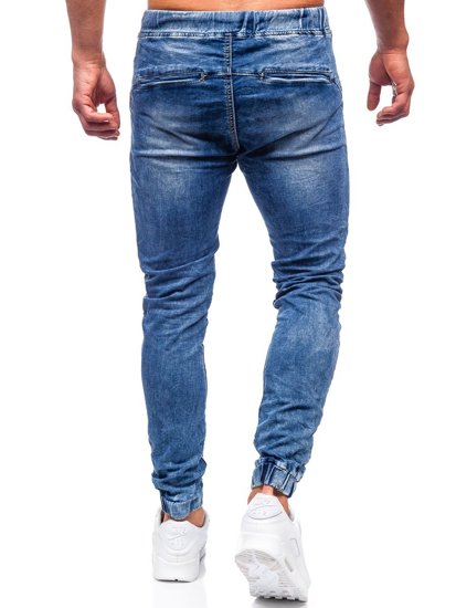Granatowe spodnie jeansowe joggery męskie Denley KA1860