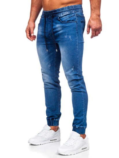 Granatowe spodnie jeansowe joggery męskie Denley MP00652B