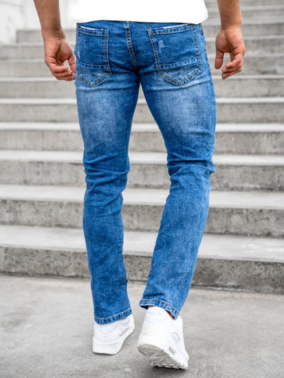 Granatowe spodnie jeansowe męskie regular fit Denley K10007-1