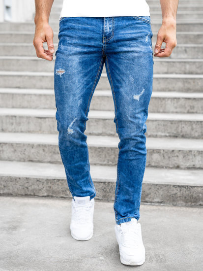 Granatowe spodnie jeansowe męskie regular fit Denley K10008-1